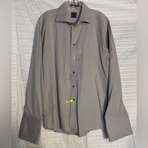 Calvin Klein Men's Gray Micro-Pattern Dress Shirt